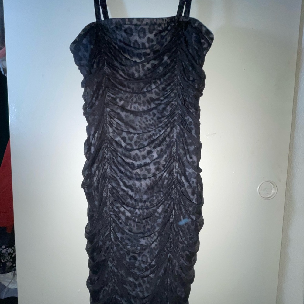 Sheer cheetah pencil dress